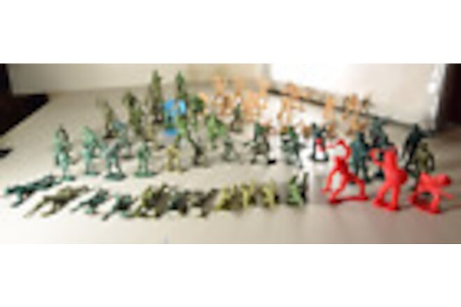 Lot 72 Army Vtg Plastic Men Mixed Soldiers Toy Multicolor Figures Mpc Mee Etc.