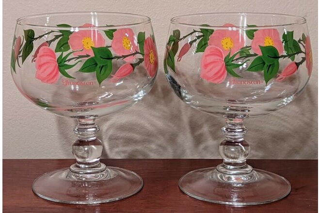 Lot of 2 Franciscan Desert Rose Clear Margarita Brandy Wine Glasses 16 OZ /5.25"