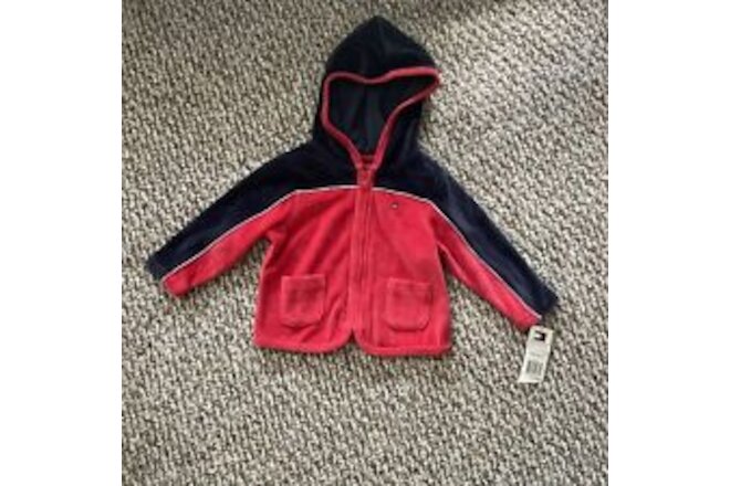 Tommy Hilfiger Boys Red Zip Hooded Jacket Size 12 Months