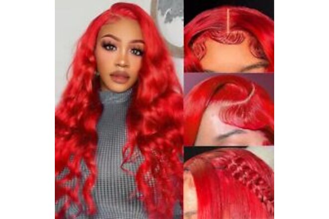 Red Lace Front Wigs Human Hair Pre Plucked Red Human Hair Wigs Lace Front 13x...