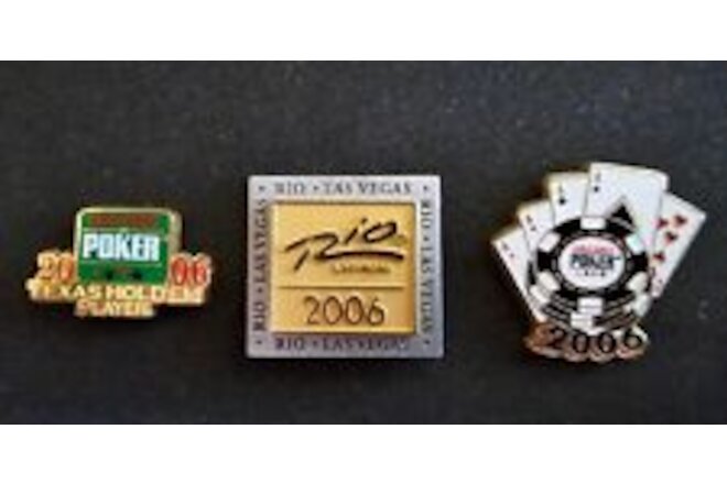 2006 WORLD SERIES OF POKER 3pc Pin Set- Limited Edition in Collectors Gift Box