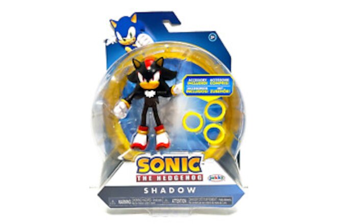 Sonic the Hedgehog Shadow with Rings 4" Action Figure Jakks Pacific 2023 NEW