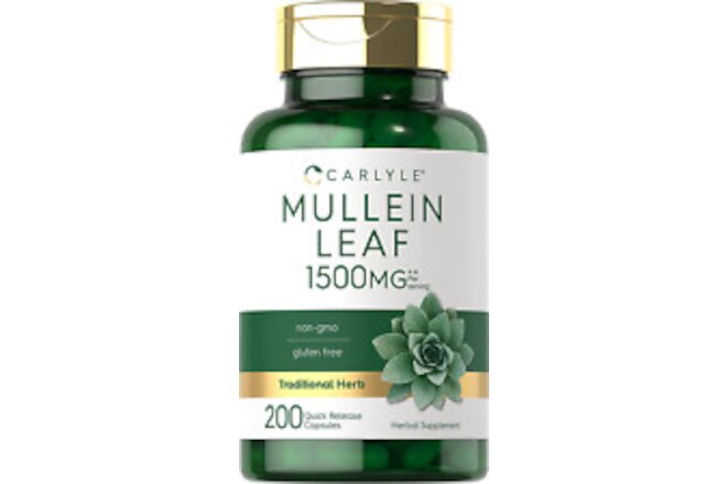 Mullein Leaf Extract 1500Mg | 200 Capsules | Verbascum Thapsus | Non-Gmo, Gluten