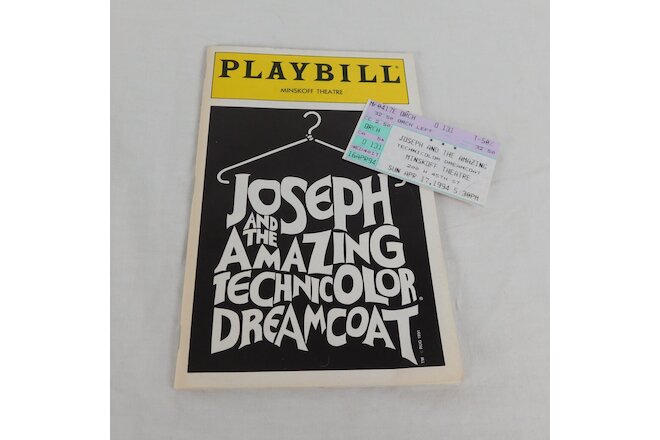 LOT Joseph Amazing Technicolor Dreamcoat Playbill Apr1994 Ticket Stub Tina Ou