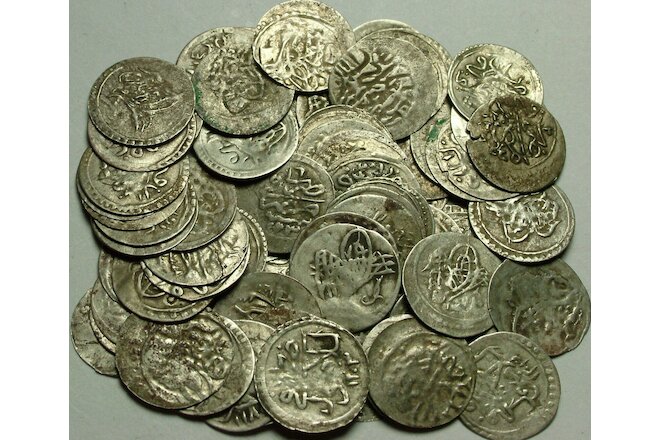 Lot 4 Rare Genuine Islamic SILVER para coins//Mahmud/Abdul Hamid/Mustafa, Selim