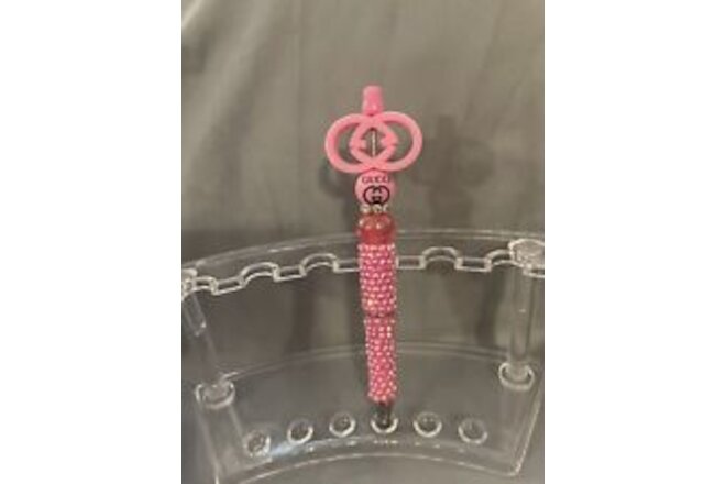 Fancy BLING Pen PINK Beaded Design Inspired Custom Made Pink Rhinestones