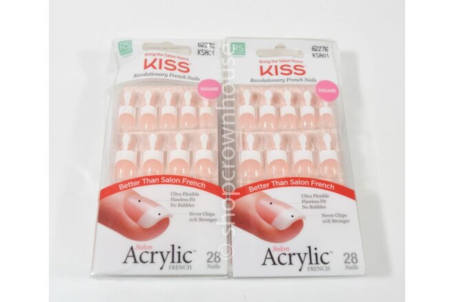 2 Kiss Salon Acrylic Revolutionary French Glue On Nails #62276 KSA01 REAL SHORT