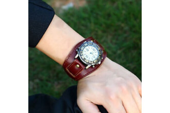 Wristwatch Quartz Movement Faux Leather Strap Accurate Quartz Wristwatch