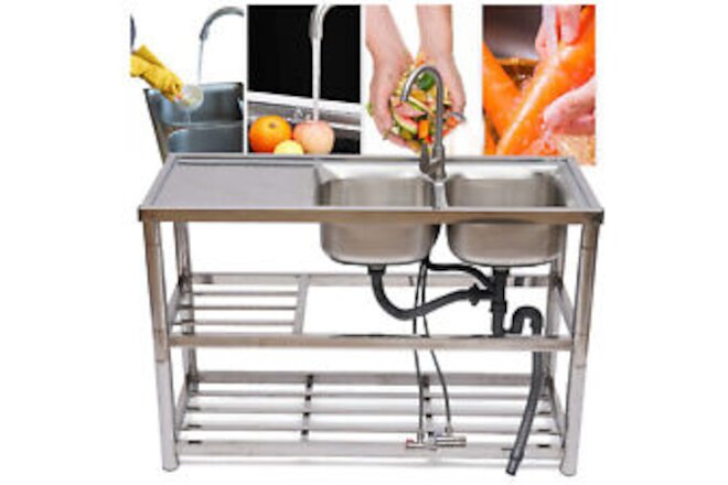 Stainless Steel Commercial Kitchen Prep Table Washing Sink 1OR 2 Compartment