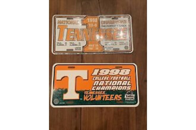 Tennessee Volunteers 1998 National Champions Football Vols License Plate 2 Tags