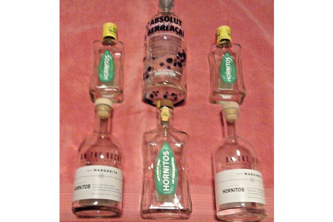 LOT OF 6 EMPTY LIQUOR BOTTLES Tequila / Vodka Low Priority Mail Shipping Cost!