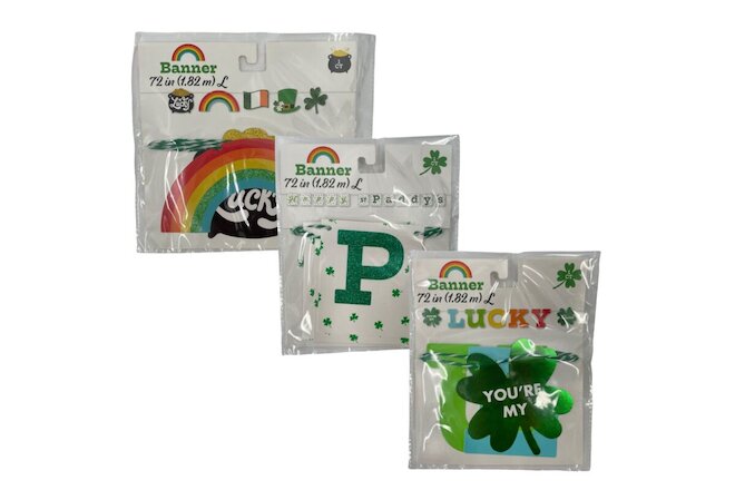 Lot of 3 St Patrick's Day Banner 72 in Lucky Shamrock Rainbow Irish Decoration
