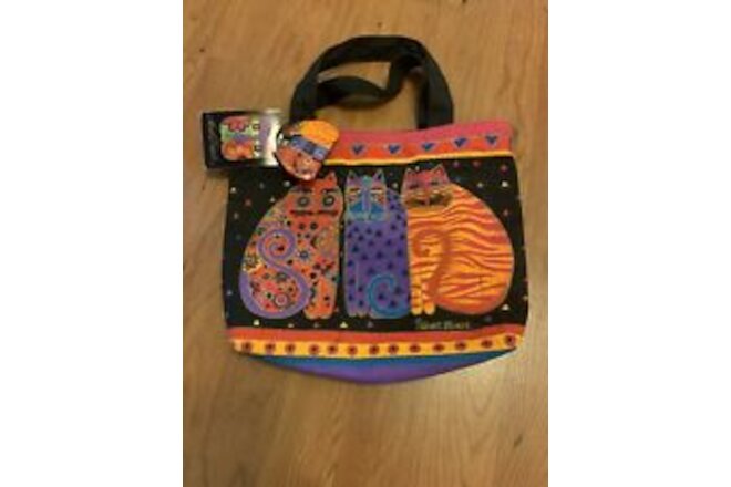 Laurel Burch Cat Kitty Bag Purse Tote Hand Printed Wooden Keychain Charm LB9-CAT