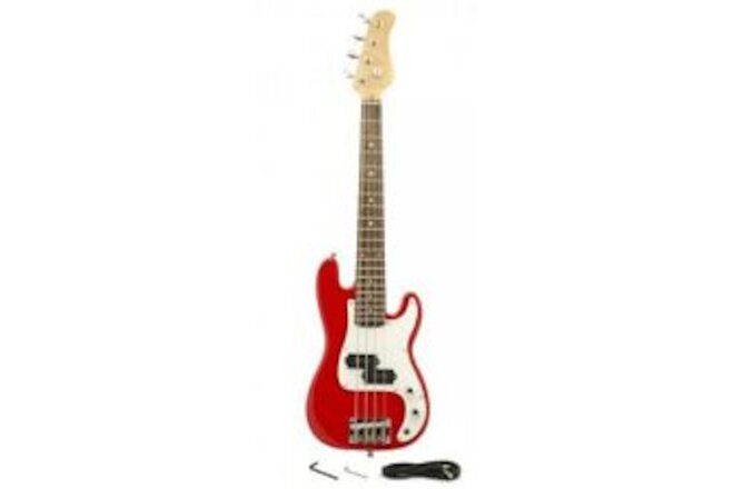 Electric Bass Guitar Red Small Scale 36 Inch Childrens Sized Mini Color Red