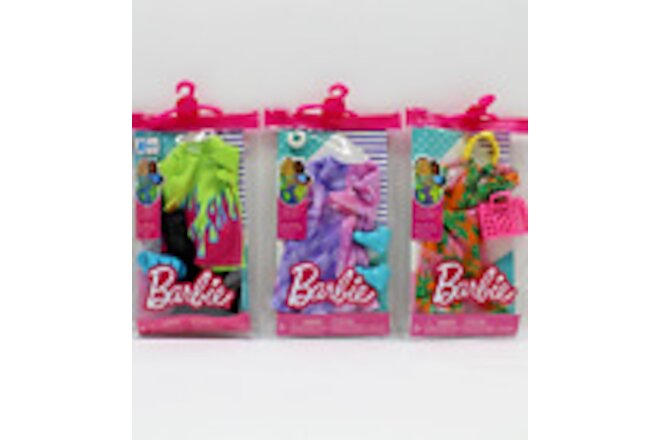 Barbie Doll Clothes Dresses Tie Dye Floral Travel Packs Ken Outfit Lot of 3