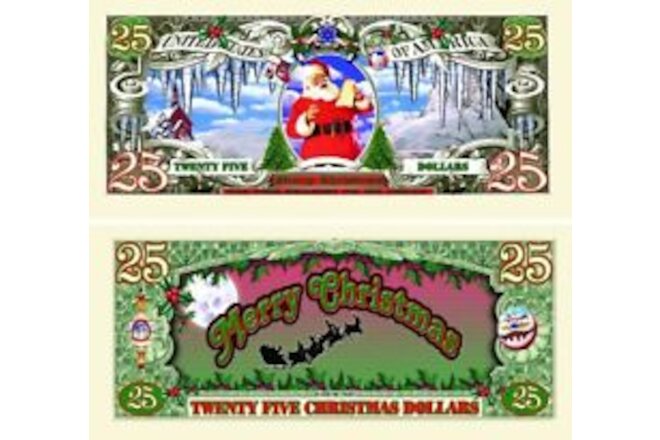 ✅ Merry Christmas Holiday Decor 100 Pack Collectible Novelty Dollar Bills ✅