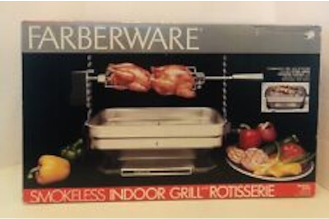 NEW ~ SEALED Farberware Smokeless Indoor BBQ Rotisserie Grill R4550 Unopened BOX