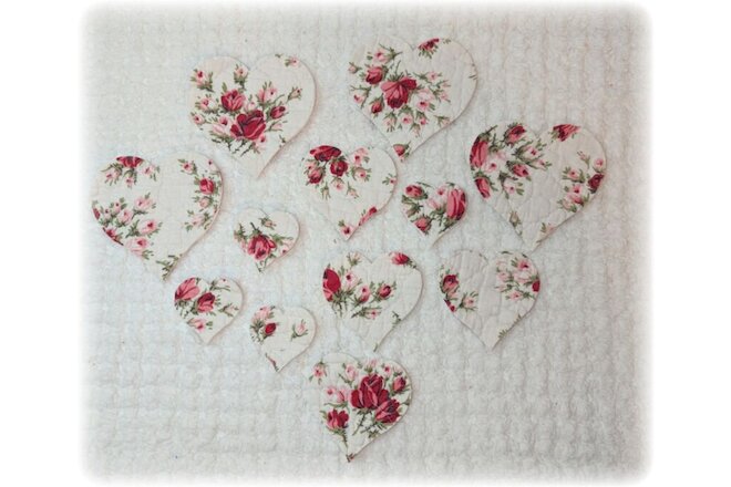 Vintage Roses Cutter Quilt FeedSack Applique Die Cuts 1950 Blanket Heart Cut Out