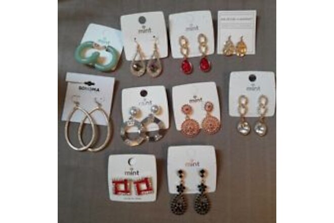 New on cards Earring Lot of 10. Mint, Sonoma and Melrose and Market brands