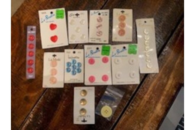 Vintage Buttons Lot of 12 Packs Multi Colors, Shapes and Sizes Still OEM Packet 