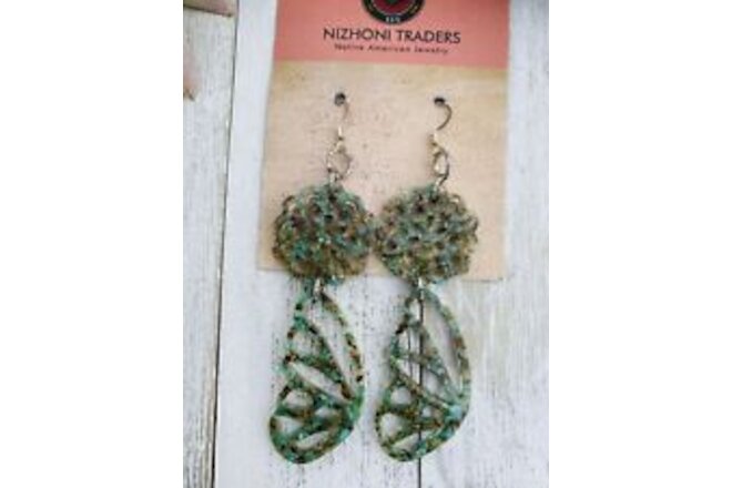 Navajo Turquoise & Resin Butterfly Wing Dangle Earrings