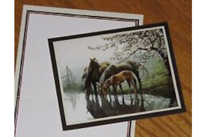 Persis Clayton Weirs - Taste of Spring - Vintage Lang Horse Note Card 4ct