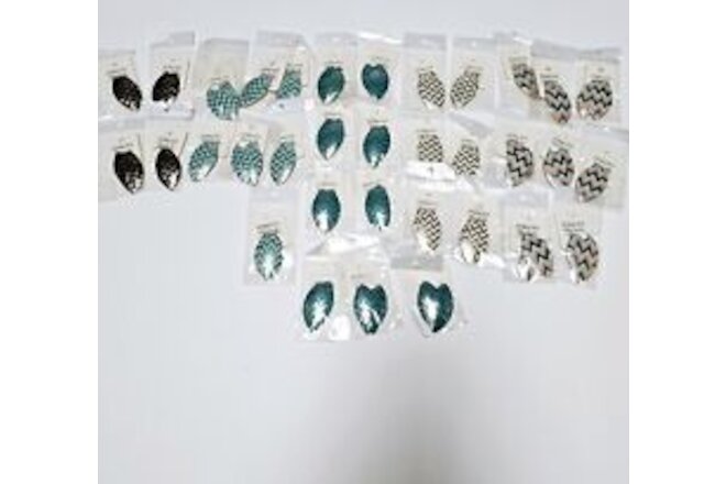 Wholesale Lot of 34 Pairs Zigzag Shield Large Earrings Chevron Metal NEW w/Card