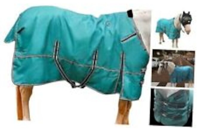 1200D Ripstop Horse Turnout Blanket 250 GSM Filling () 80 - Inch Turquoise