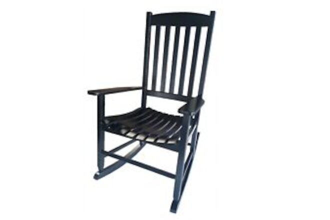 Outdoor Wood Porch Rocking Chair, Black Color, Weather Resistant Finish