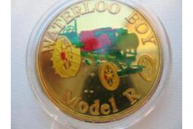 1-OZ JOHN DEERE TRACTOR WATERLOO BOY MODEL R ENGRAVABLE .999  SILVER COIN +GOLD