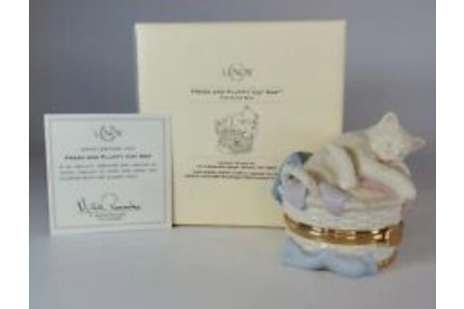 Lenox Treasures Fresh and Fluffy Cat Nap Porcelain Hinged Trinket | Treasure Box