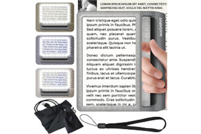 3X Ultra Bright Page Magnifier - Magnifying Glass for Reading with Anti-Glare Le