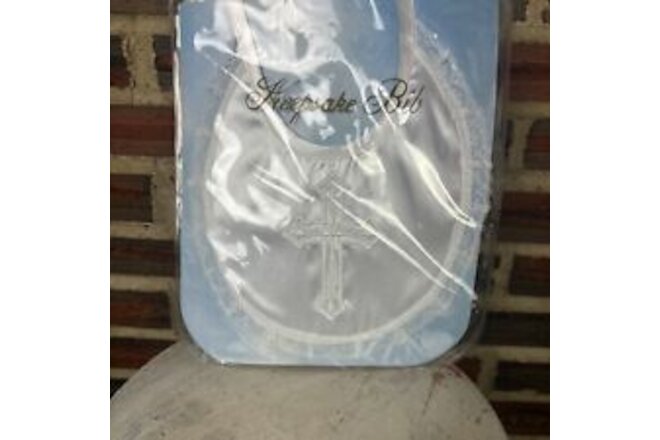 NEW Vintage Keepsake Bib Baptism Christening Baby Shower Cross Satin White Lace