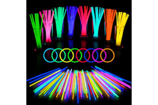 Glow Sticks Bulk Party Supplies | 100 PCS 8 Inch Glowsticks with Connectors | Gl