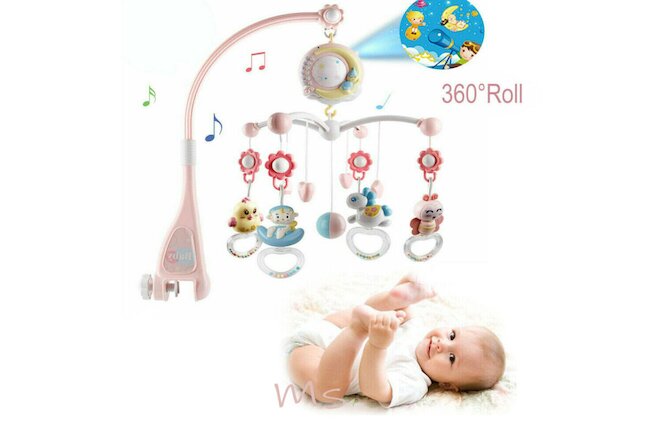 Rattle Crib Mobile Bell Toy Baby Songs Timing Music Box Star Projector Light