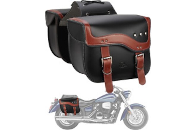 Motorcycle Saddlebags, 30L Large Capacity Saddle Bags Motorcycles, PU Leather Mo