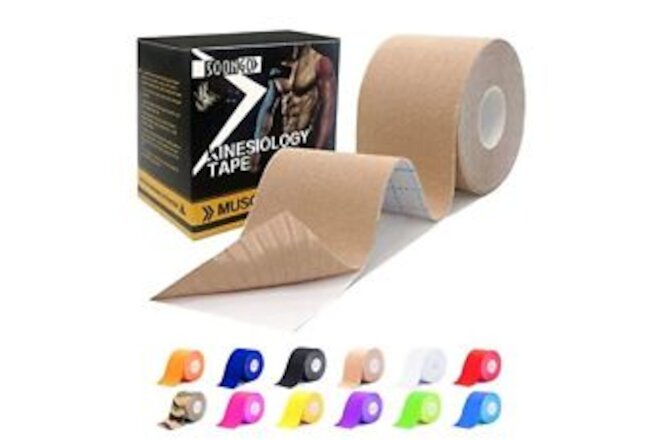 Kinesiology Tape 1/2 /5 Rolls Physio Relieve 2 Count (Pack of 1), Beige