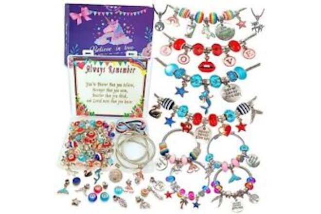 klmars Charm Bracelet Making Kit,Jewelry Making Supplies Beads,Unicorn/Mermaid