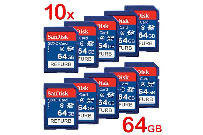 Lot 10x SanDisk 64GB SD SDXC Class 4 Flash Memory Camera Card 64 GB SDSDB-064G