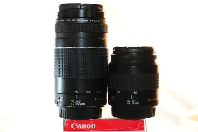 Canon EF 35-80mm and 75-300mm III TWO FX lens SET for EOS A2 T7 5D 6D 7D 90D 1D