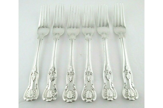 6 Antique English Sterling Silver 7 1/8" Forks KINGS Pattern 1853