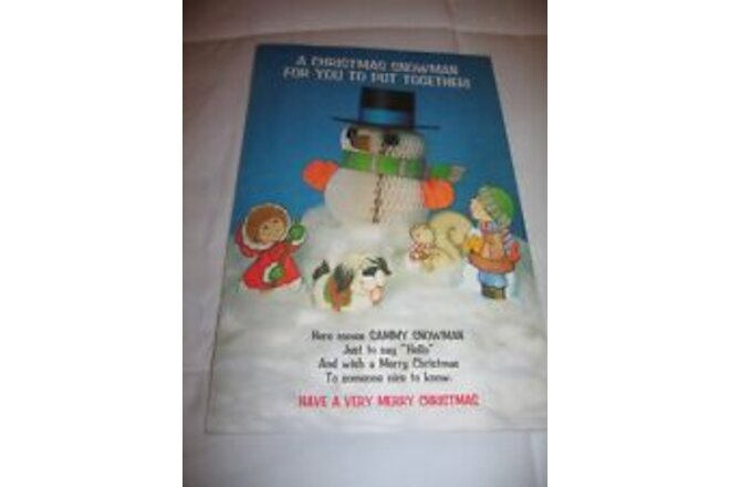 Vintage 1979 Christmas Snowman American Greeting Card Punch Out Scene NEW
