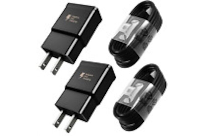 2 Pack Fast Rapid Wall Charger + Type C Cable For Samsung Galaxy A13 5G Black
