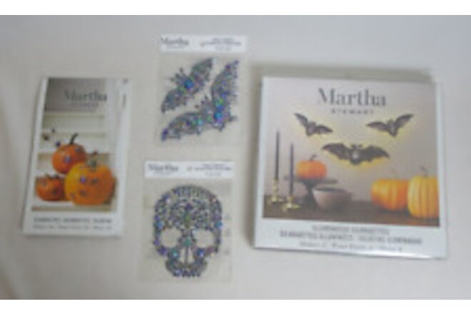 Martha Stewart Halloween Decorations Lot of 4 Hanging Bats Spiders Skull Sticker