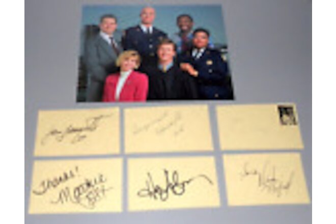 Night Court Autographed Index Cards RP Anderson Post Warfield Robinson Moll +