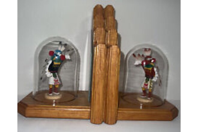 VINTAGE HOPI Hand-Painted /Hand-Carved Miniature BOOKENDS Figurines