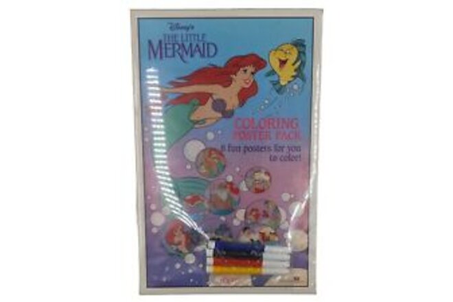 NOS Vintage The Little Mermaid Coloring Poster Pack Book Disney Ariel 8 Pgs New