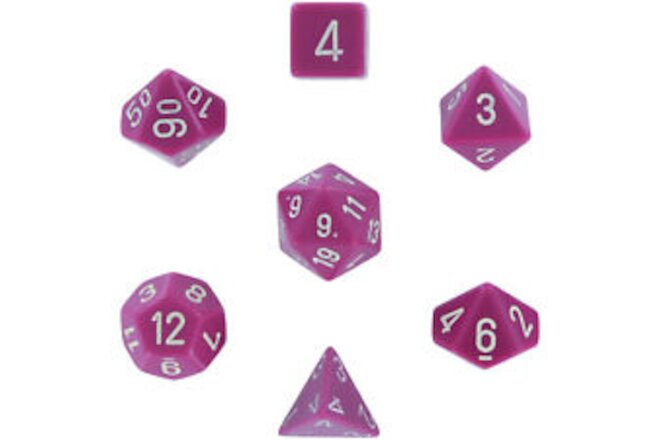 Polyhedral 7-Die Opaque Dice Set - Light Purple with White