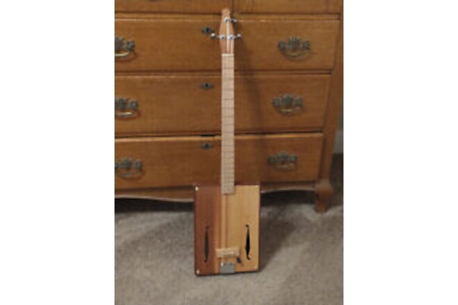 3 String cigar box guitar, Natural Hardwood #146