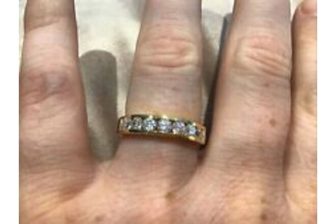 Round Cut Lab Created Diamond Women's Wedding Band Ring 14K Yellow Gold Plated